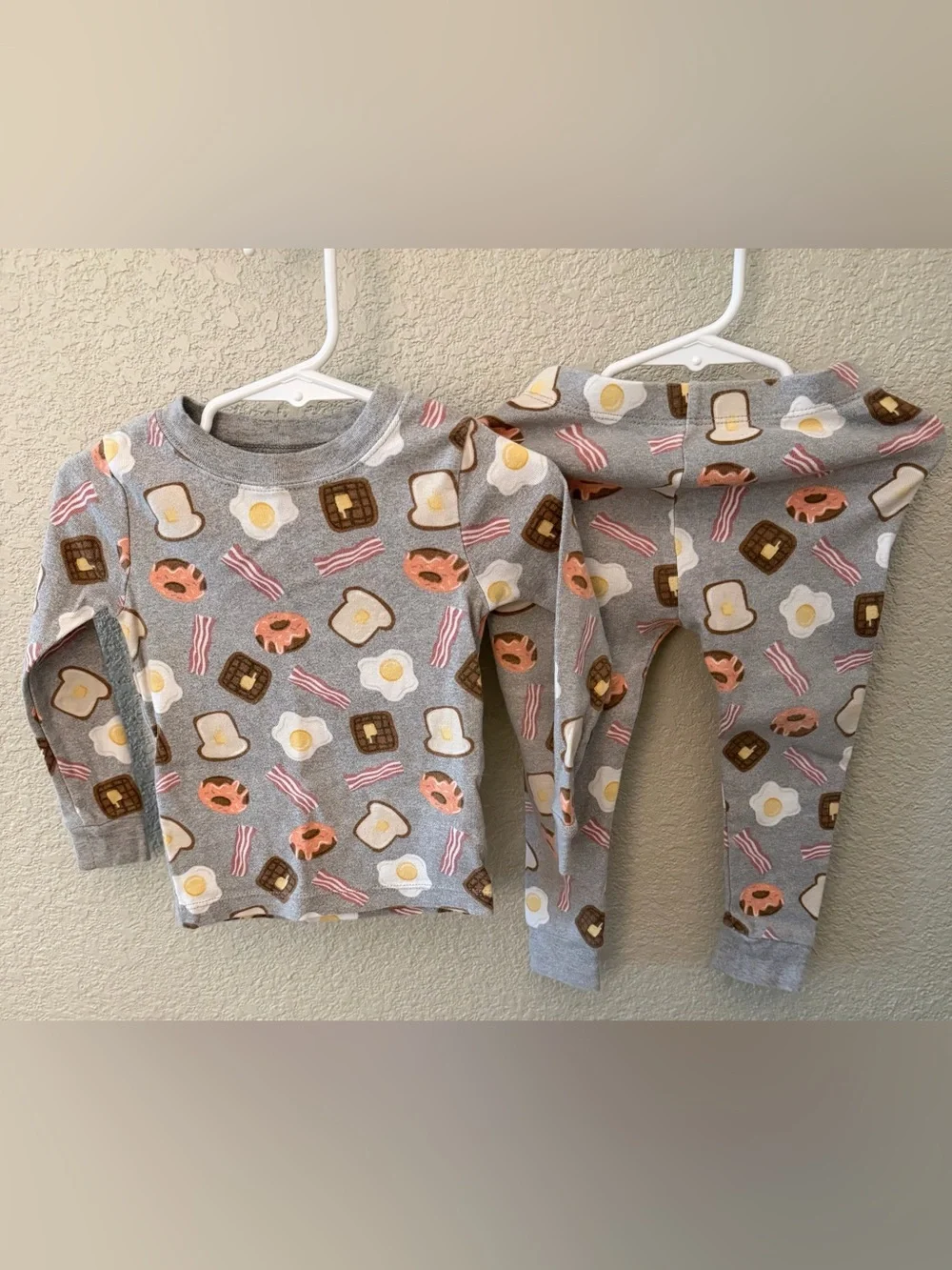 Bundle 3 Sets Fall/Winter 2T Pajamas- Breakfast, Dino, Leaves. Burt's Bees, WN